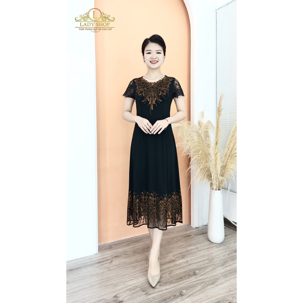 Thời trang trung niên Ladyshop đầm thun hàn phối ren cao cấp TK839