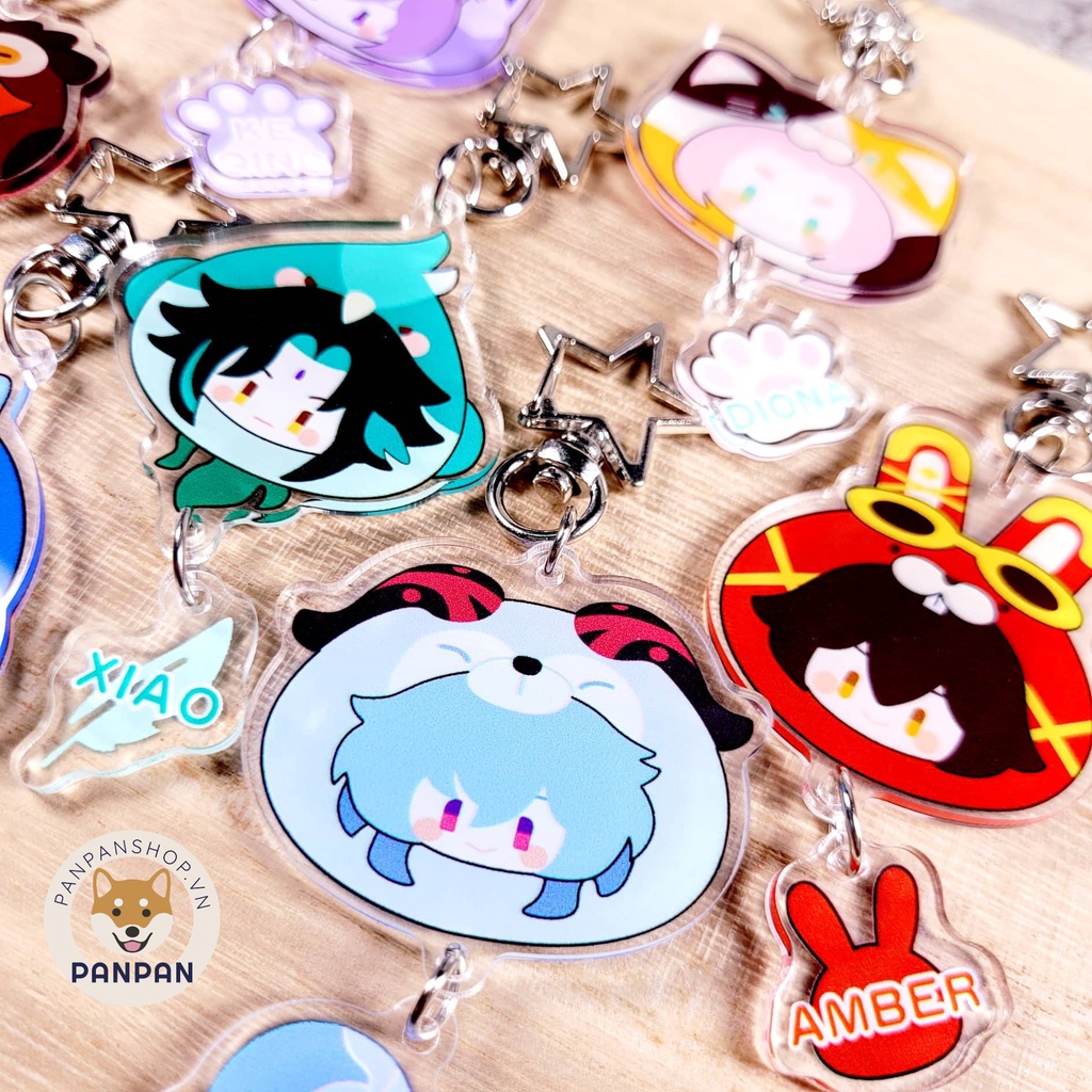 Móc khóa ngôi sao Genshin Impact Mascot + móc mini (6cm) Xiao, Diluc, Diona, Amber, Childe, Keqing, Ganyu