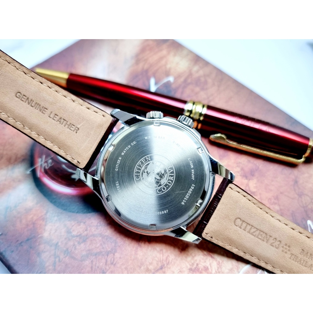 Đồng Hồ Nam Citizen BU2020-29X Eco-Drive Dây Da Nâu Mặt Nâu