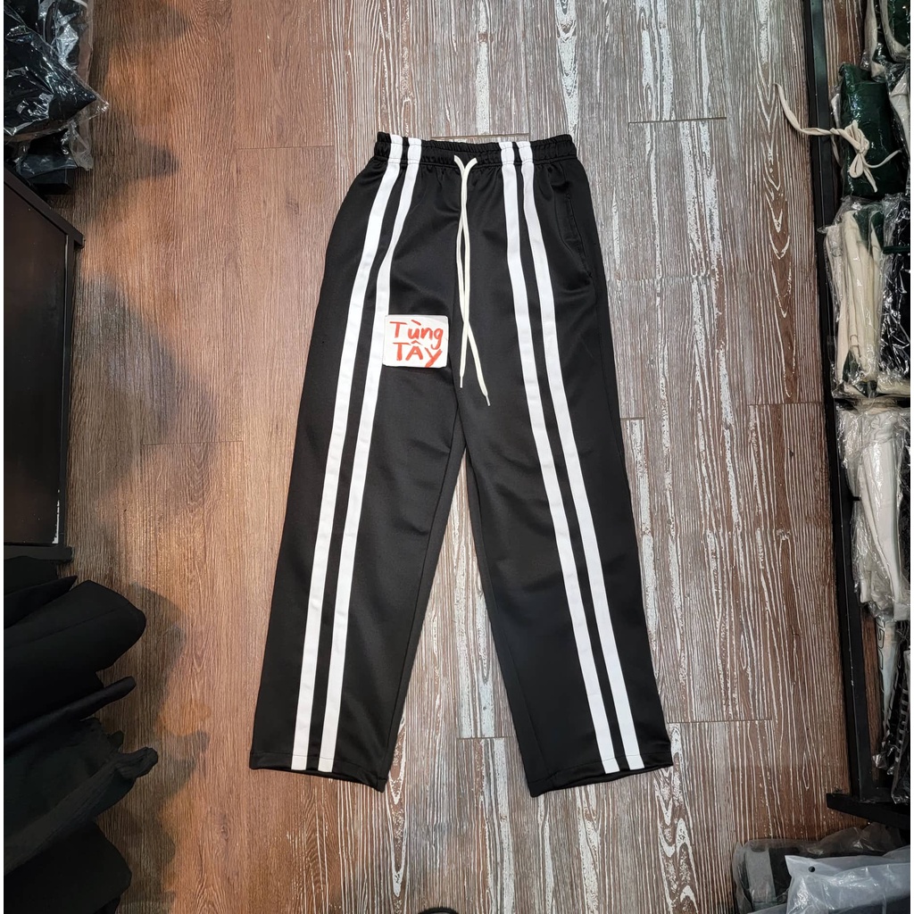 Quần Nỉ 2 Sọc Line ( Pant 2 Line ) Ống Suông Rộng Phong Cách Unisex Nam &amp; Nữ - Chất Liệu Nỉ Trơn Co Giãn Cực Thoải Mái