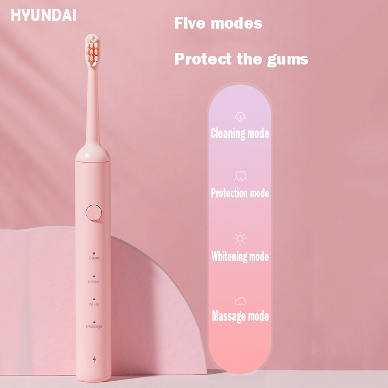 Bàn Chải Đánh Răng Điện 4 Chế Độ Sạc USB Chống Nước Thông Minh 2 Đầu Thay Thế Cho HYUNDAI Sound Wave