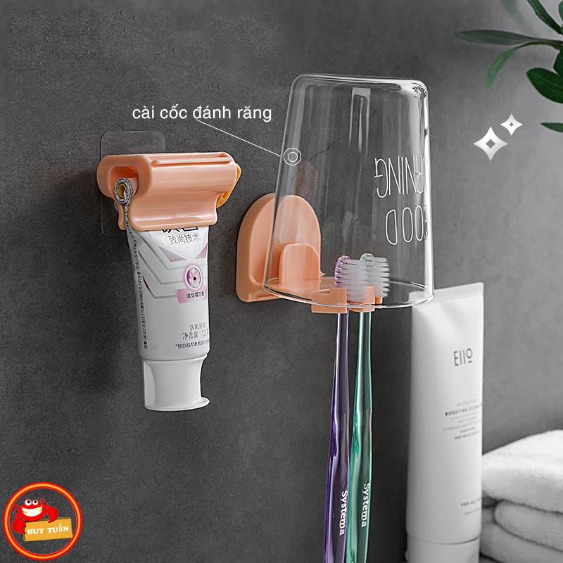 Dụng cụ nặn kem đánh răng có giá kẹp bàn chải dán tường (NKDT03)