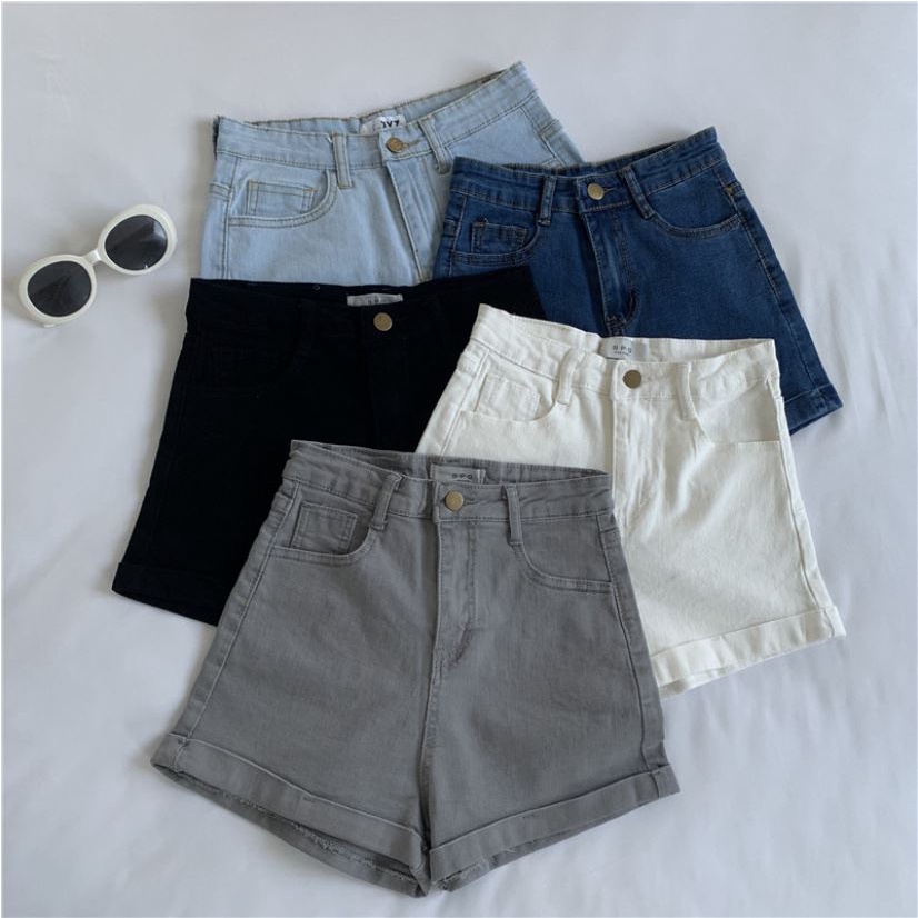 Quần Đùi Jeans Nữ Ống Rộng Gập Gấu Cạp Lưng Cao Siêu Hách Dáng Mẫu Mới Hot