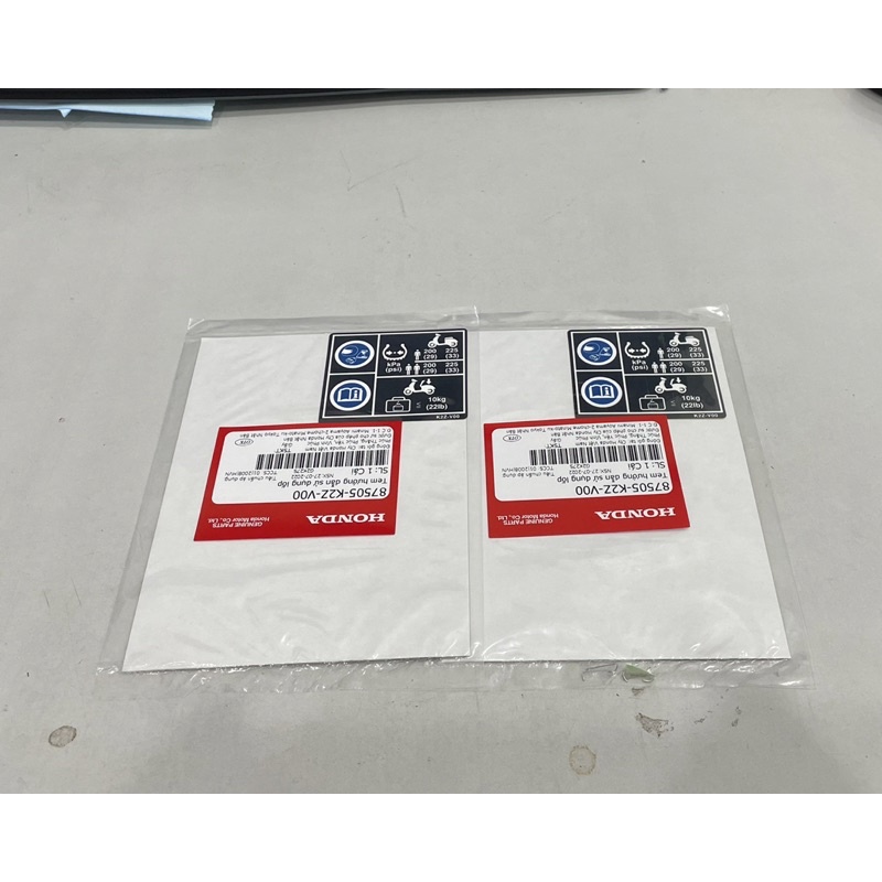 Tem hướng dẫn sử dụng lốp ab 160 2023 (Tem thông số lốp)/ hàng chính hãng honda