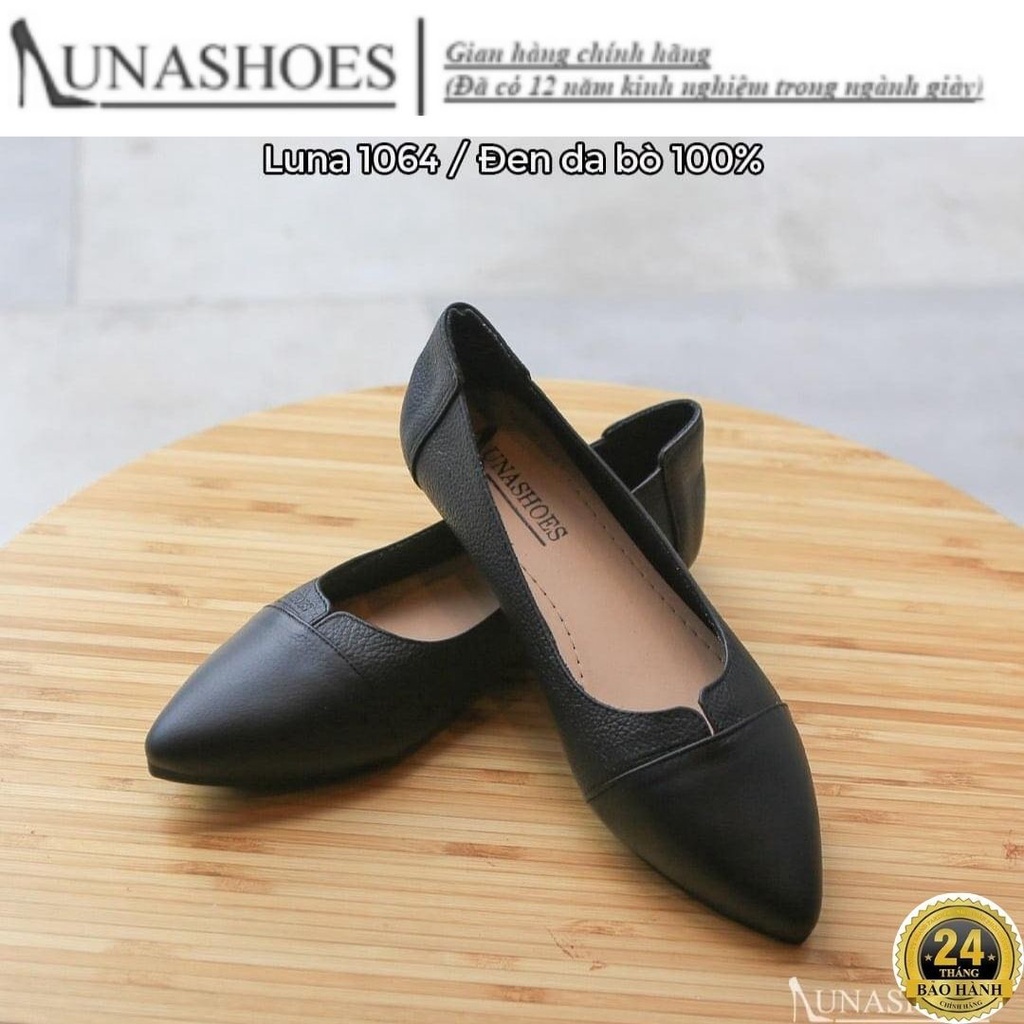 Giày bệt nữ da bò thật chính hãng LUNASHOES 1064 bảo hành 2 năm 1 đổi 1 hàng vnxk êm chân dễ đi