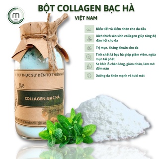 Bột mặt nạ collagen bạc hà MỘC - duy trì sự trẻ trung của làn da, chống lại các dấu hiệu lão hóa chai 100/200ml handmade