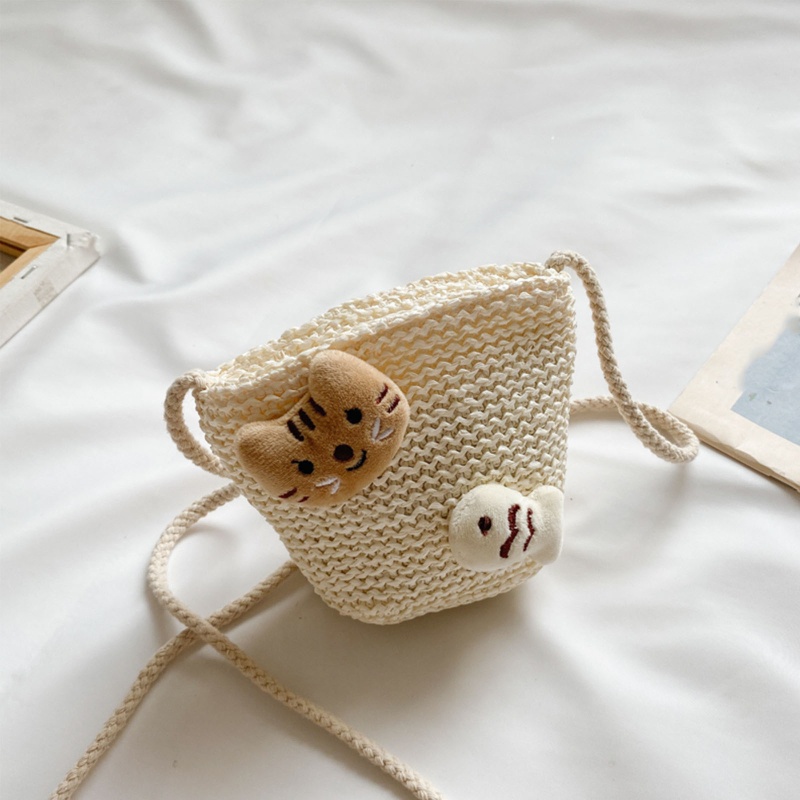 Túi Đeo Vai Đan Lát Có Khóa Kéo Phong Cách Bohemian Dễ Thương Thời Trang Mùa Hè Cho Bé Gái