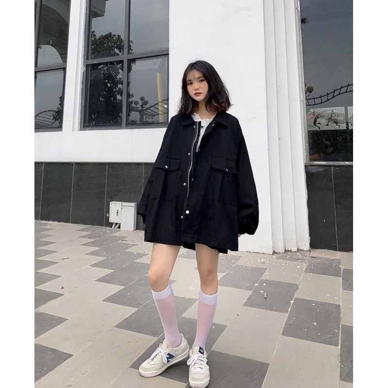 Áo khoác kaki Lylyshop, áo khoác dáng rộng unisex nam nữ - áo khoác kaki 800 | BigBuy360 - bigbuy360.vn