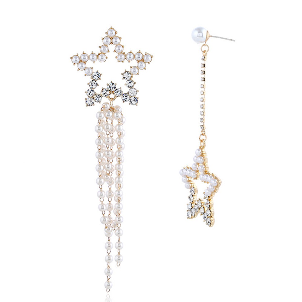 Khuyên tai ngôi sao đính hạt giả ngọc trai