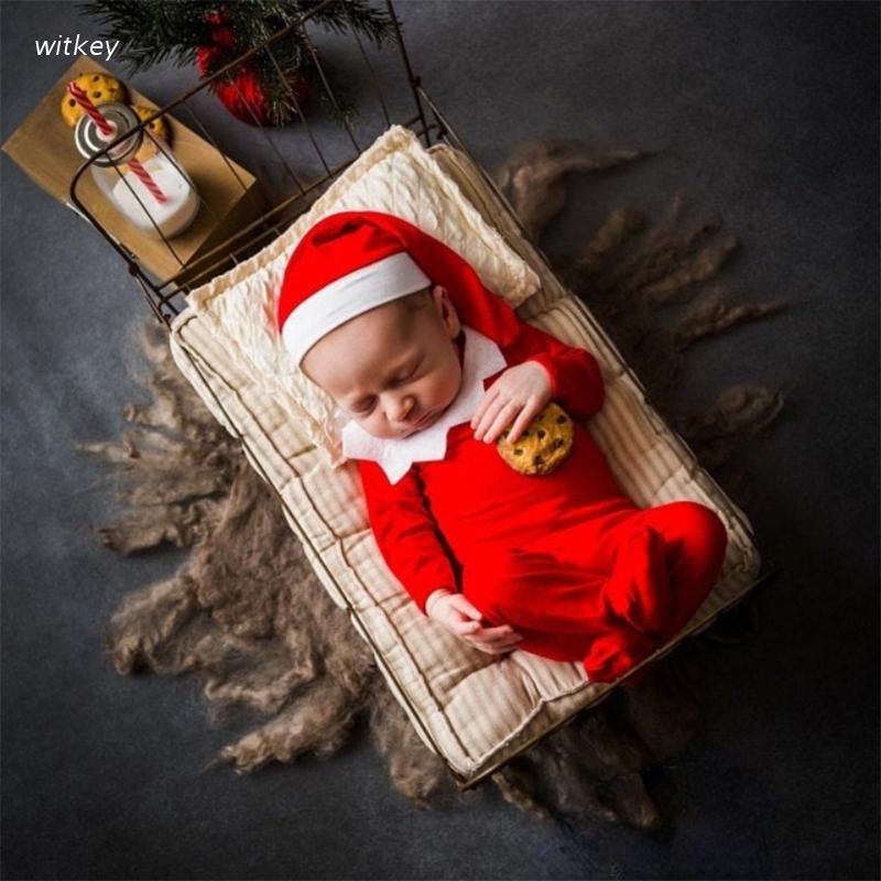 Set đồ liền thân màu đỏ + Mũ + đuôi dài dùng để chụp ảnh cho bé sơ sinh