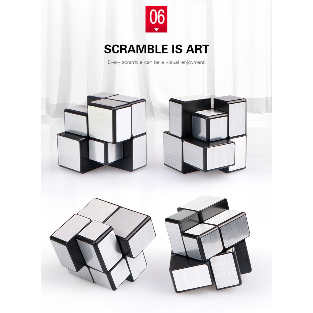 Đồ Chơi Rubik Qiyi Mirror Bạc 2x2 - Rubik Biến Thể Giúp Phát Riển IQ