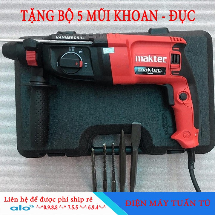 Máy khoan bê tông 3 chức năng kèm bộ mũi khoan đục