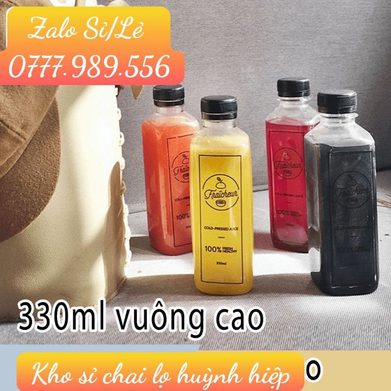 [GIÁ SỈ ] Chai nhựa Trà Sữa Vuông 330ml Nắp Đen- Sản Phẩm Đã Kèm Nắp | BigBuy360 - bigbuy360.vn