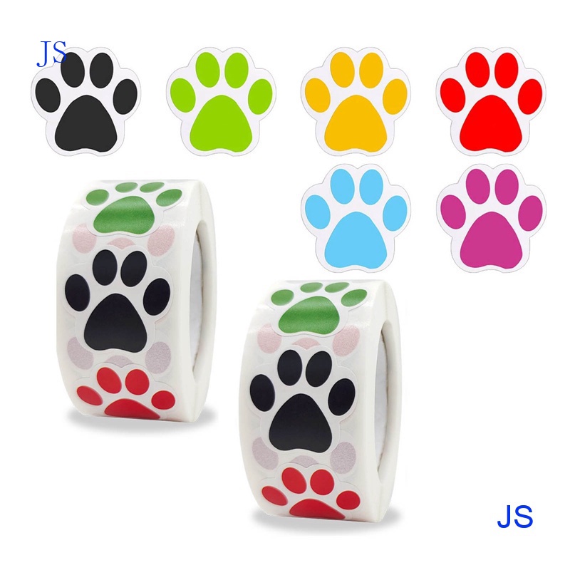 JS 2.5cm 500 black color paw print sticker dog cat bear paw label sticker laptop reward sticker student stationery teacher