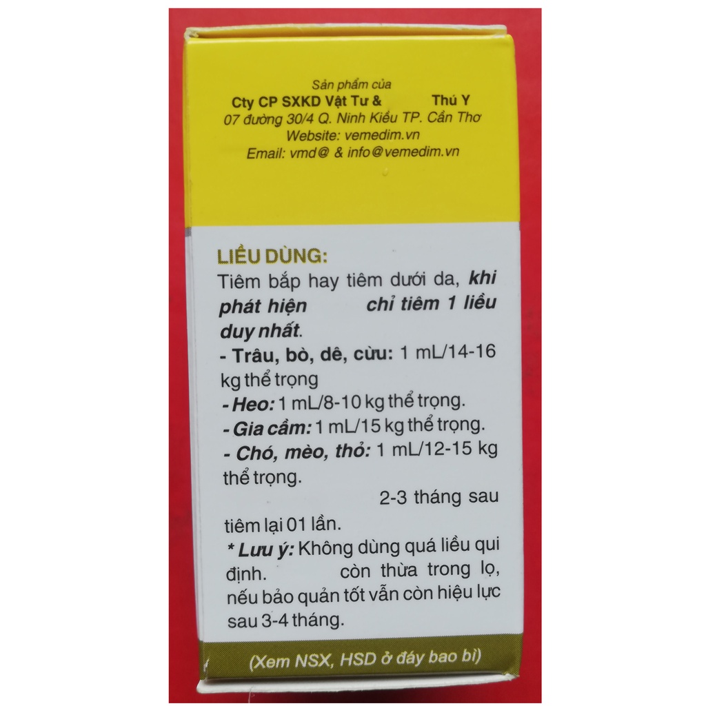 1 lọ Vimectin 20 ml Sản phẩm cao cấp chuyên dùng cho trâu, bò, dê, cừu, heo, gia cầm, chó, mèo, thỏ