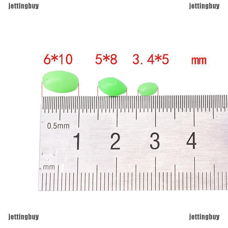 JETTING 100 hạt dạ quang hình oval gắn móc câu cá tiện dụng kích thước 5mm/8mm/10mm