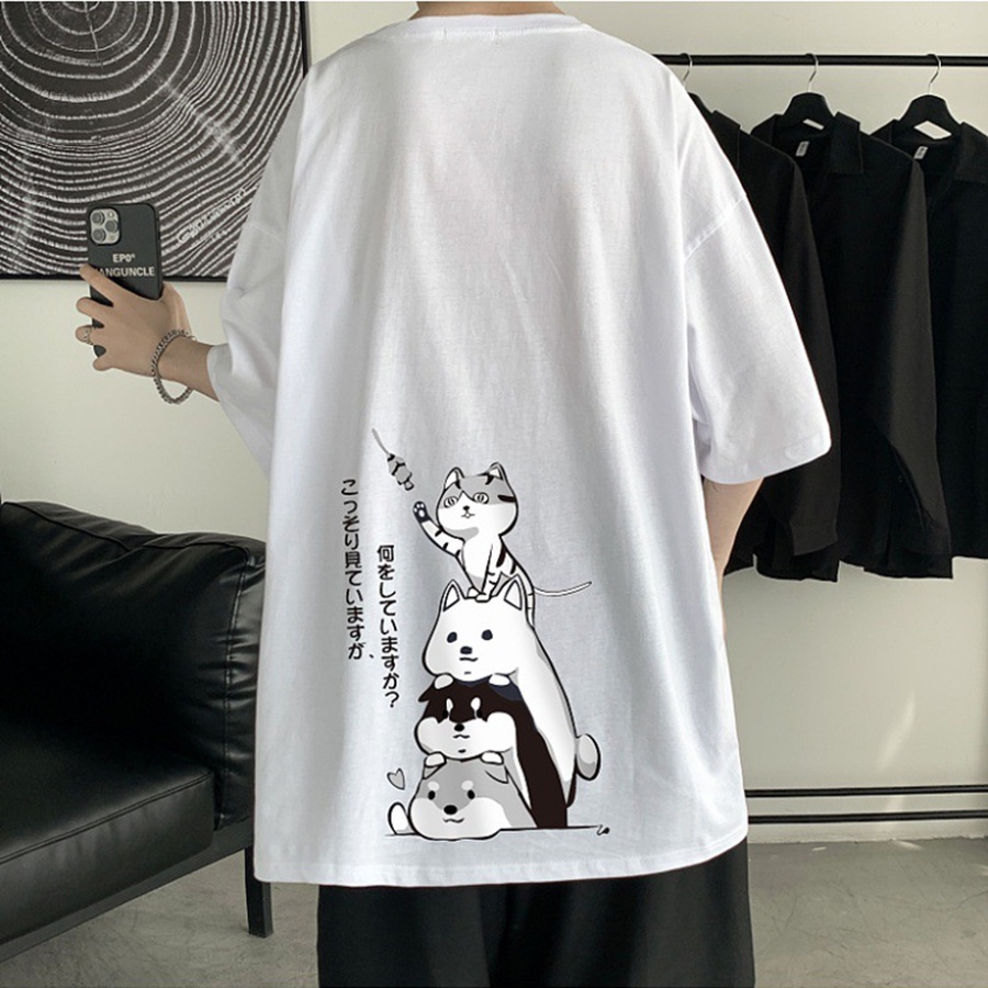 Áo thun Unisex Phong Shop MÈO DEEM phông tay lỡ nam nữ form rộng Oversize 3 màu