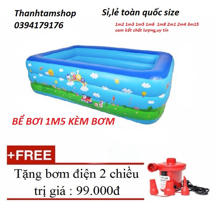 [TRỢ GIÁ + FREESHIP] Bể bơi  size từ 1M2 - 2M1  tặng kèm bơm điện 2 chiều