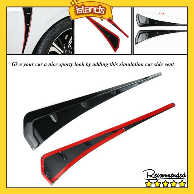 Carbon Fiber Decor Side Air Flow Sticker Plate Car Simulation Vent 2Pcs Outlet Leaf