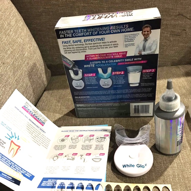 SAleBỘ KIT LÀM TRẮNG SALE SET LÀM TRĂNG RĂNG WHITE GLO BLUE LIGHT ÁNH SÁNG XANH