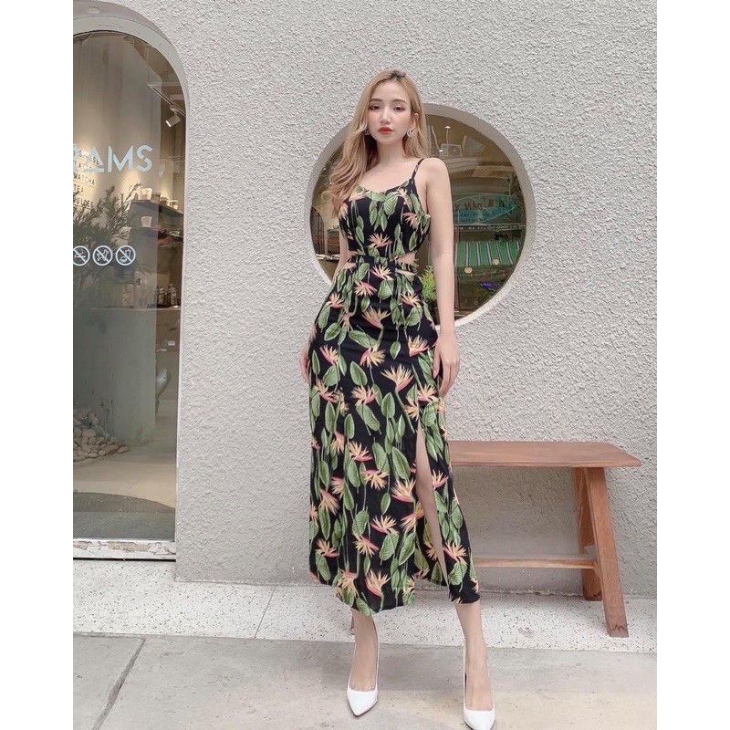 Maxi Khoét Eo Xẻ Thun 2cm - D1467