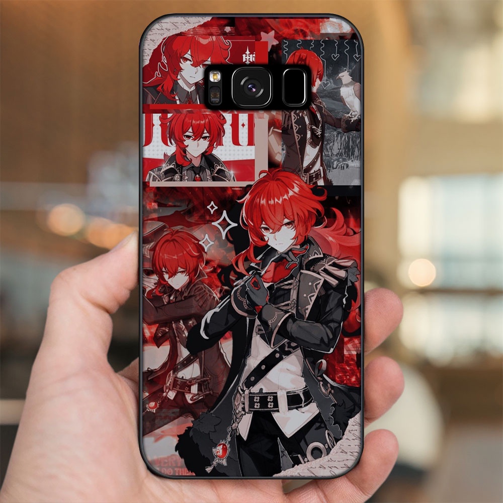 Ốp lưng Samsung S8, S8 Plus viền đen in hình Diluc Genshin Impact