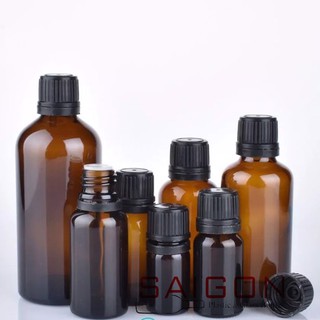 20 Vỏ Chai Thủy tinh Nâu ,nắp đen đựng tinh ,nhỏ giọt 100ml -50ml