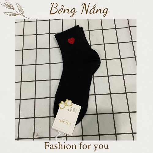 Combo 5 Vớ nữ dài hình trái tim đủ màu, vớ dài nữ dệt cotton hàng đẹp