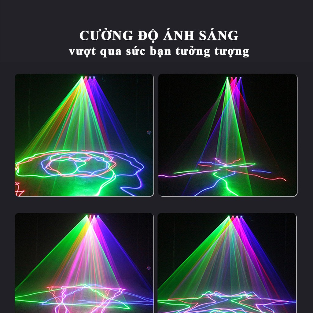Đèn laser 4 cửa 7 màu, dùng cho sân khấu, phòng hát karaoke, bar và phòng bay