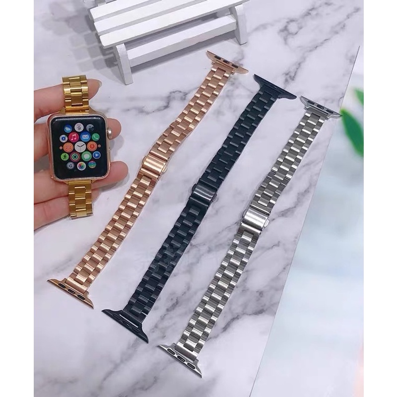 Dây đeo kim loại mỏng thích hợp cho đồng hồ Apple Watch Series 7 6 5 Se 3 4 2 1 44mm 40mm 38mm 42mm