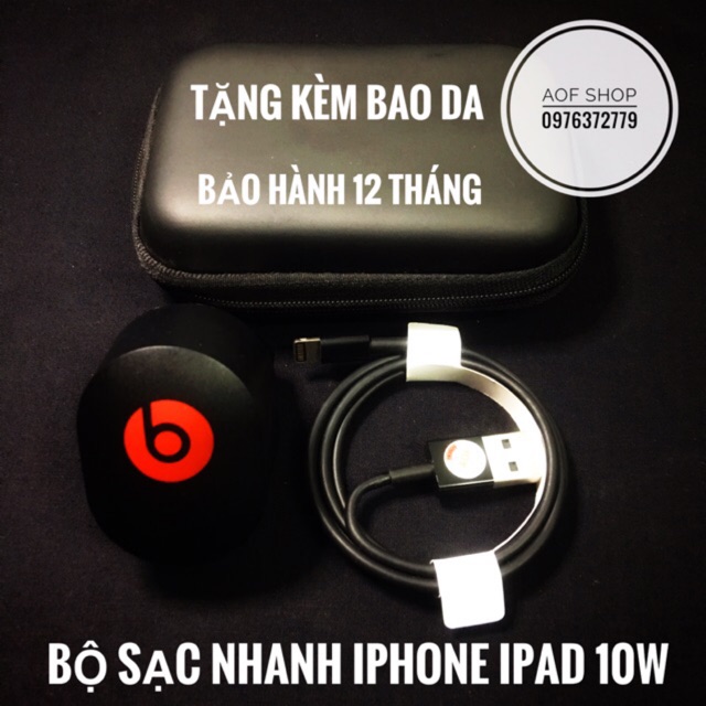 Combo Củ Sạc nhanh Iphone chính hãng - Beats 10w & Cáp Sạc Đen IMac - Không chai pin
