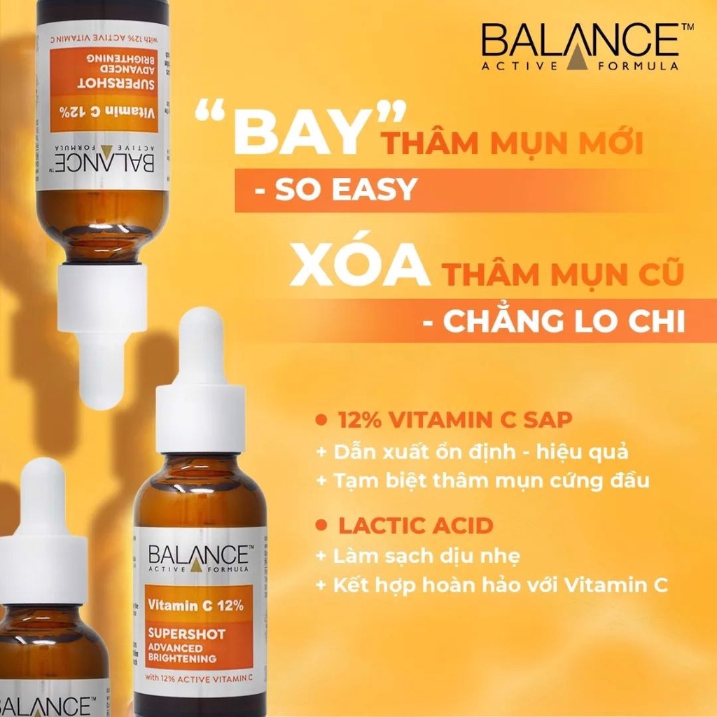 Tinh chất sáng da, mờ thâm Balance Active Formula 12% Vitamin C Supershot 30ML