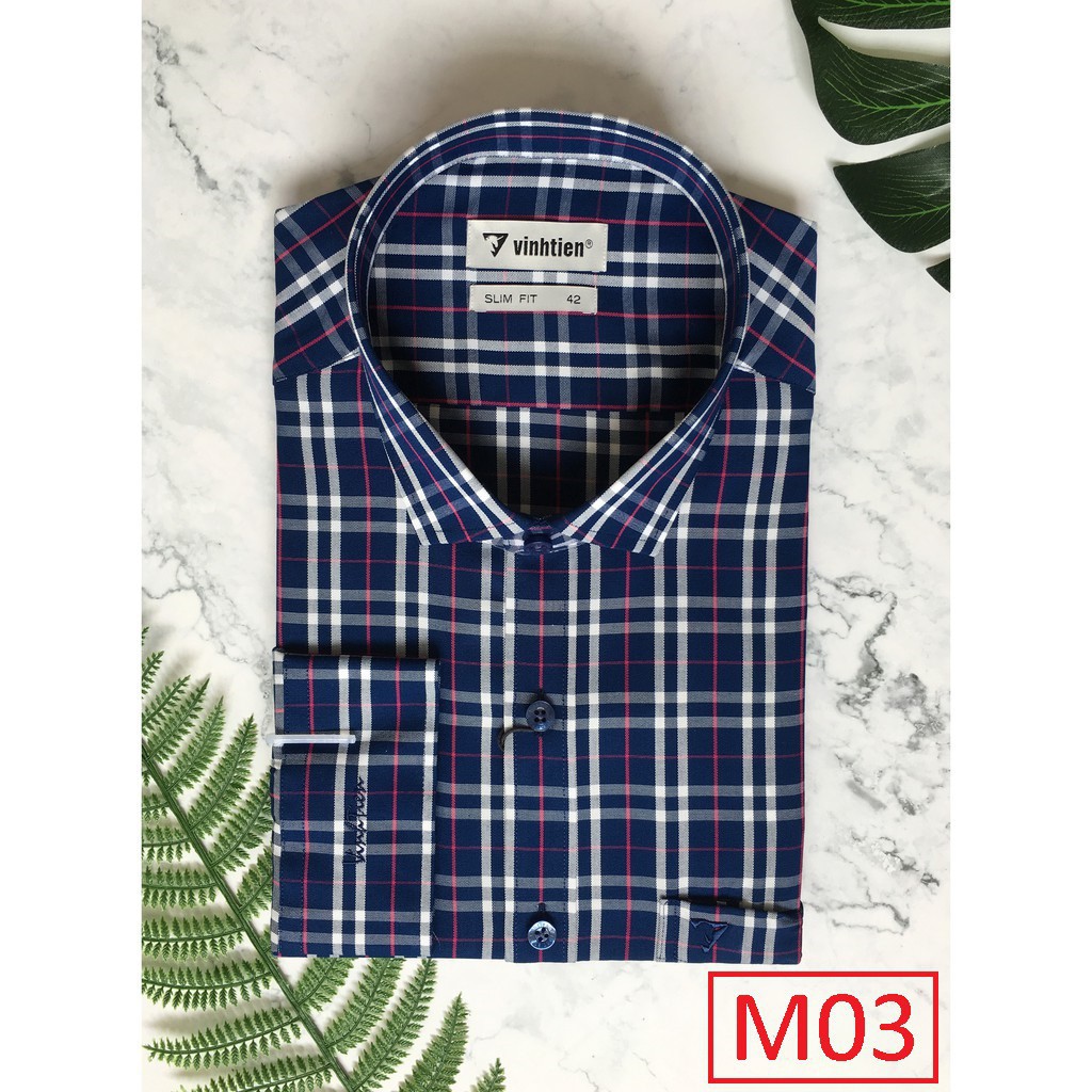Áo sơ mi nam tay dài Vĩnh Tiến dáng Slimfit, vải sợi tre