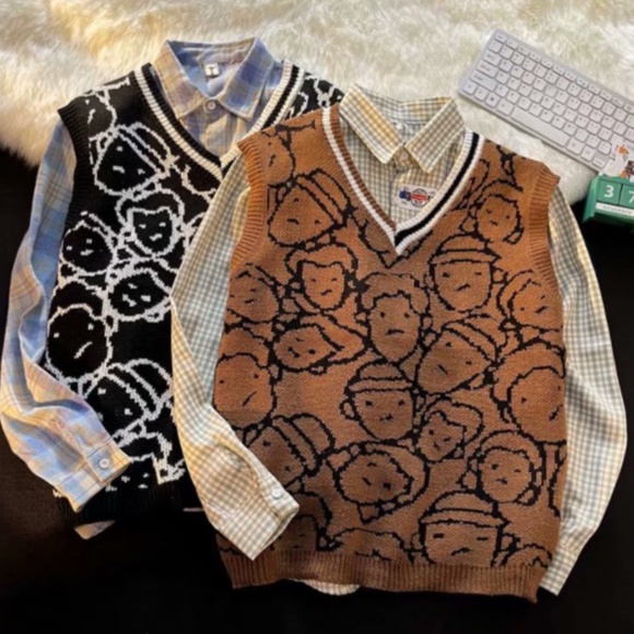 Áo len ghile sweater không tay cổ tim   form rộng phong cách Hàn Quốc nhiều màu dễ phối  không tay cổ V thời trang dành cho nam