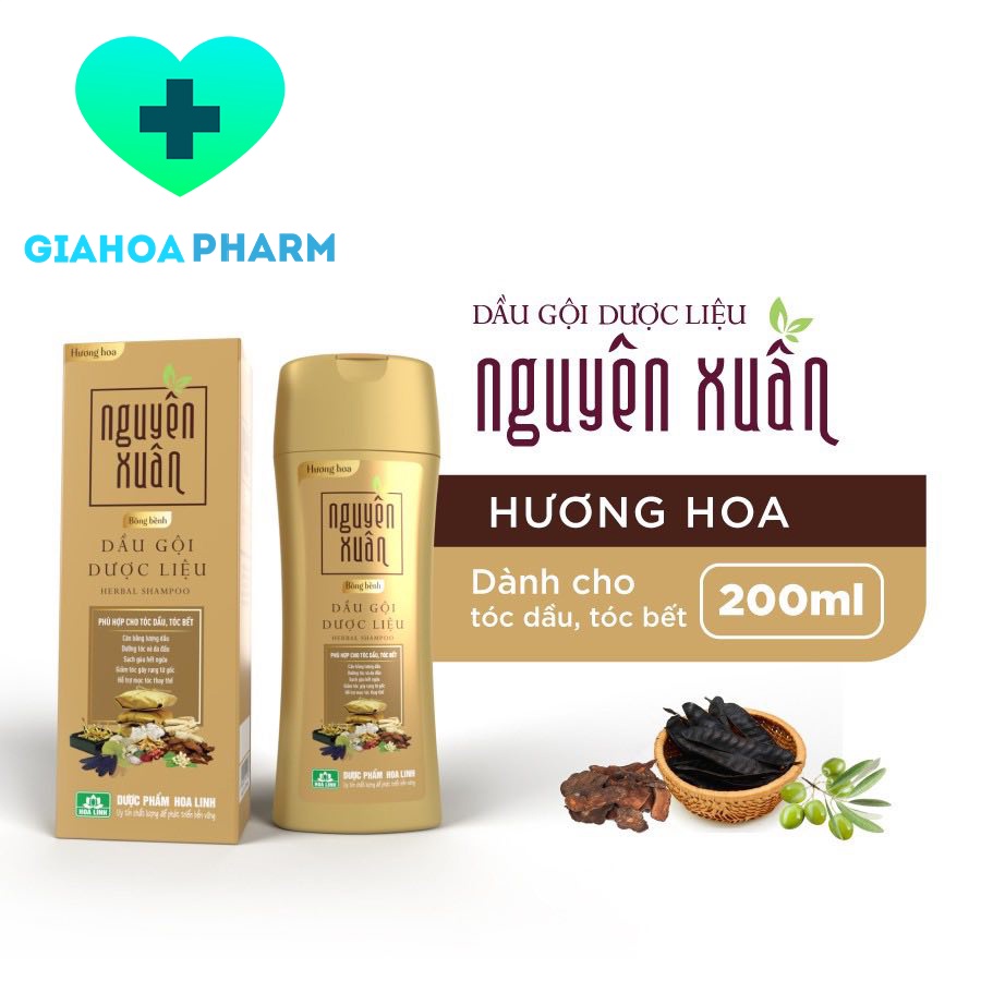 Dầu gội dược liệu Nguyên Xuân - Chai 200ml  - Giảm gàu, ngứa, bết, rụng tóc, giúp dưỡng tóc