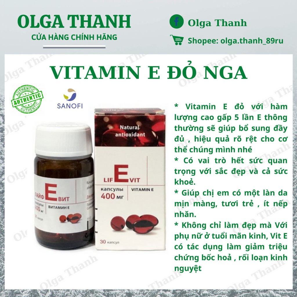 Vitamin E 400mg CHÍNH HÃNG Nga