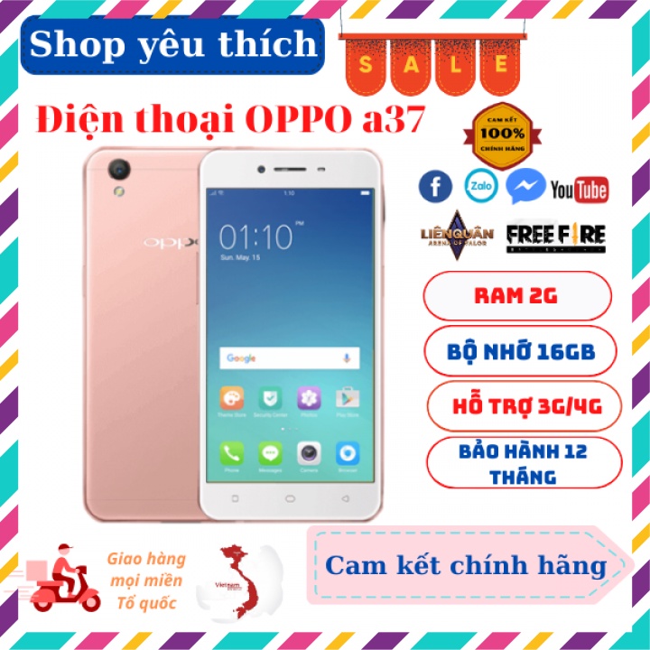 Điện thoai CẢM ỨNG giá rẻ OPPO A37 RAM 2G/ROM 16GB hỗ trợ mạng 3g/4g chơi game thỏa thích Bảo hành 1 năm