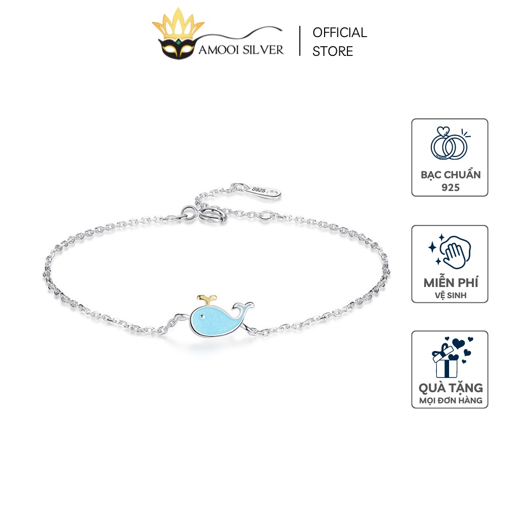 Lắc Tay Bạc S925 Mẫu Cá Voi Biển Xanh Xinh Xắn Thanh Lịch - Amooi Silver AT06