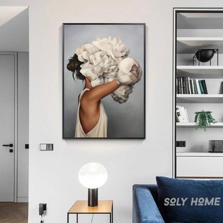 Tranh Canvas Cô Gái Và Cánh hoa TRắng - Vẻ Đẹp Nghệ Thuật, Size 30x45cm Mã SL1305205