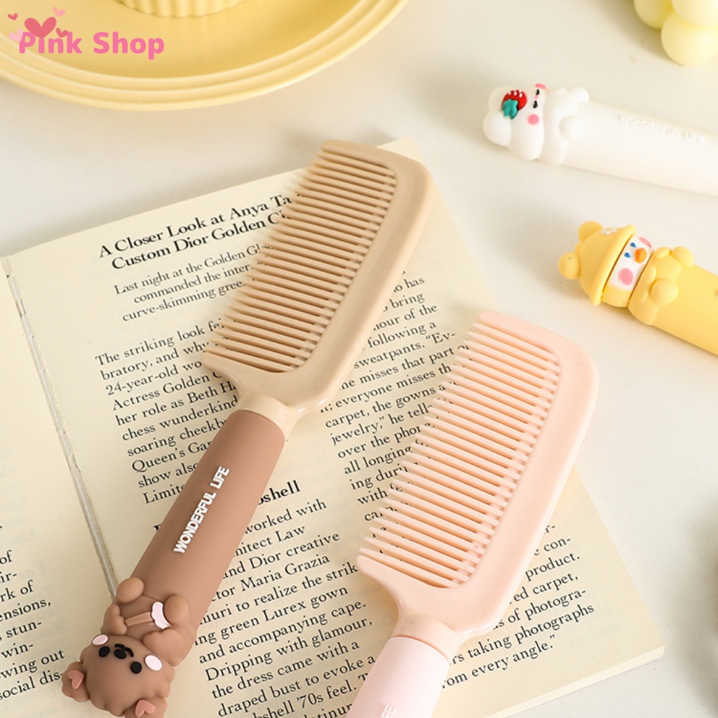 Lược chải tóc, Lược tạo kiểu Pinkshop mini cầm vừa tay chống tĩnh điện hình thú dễ thương