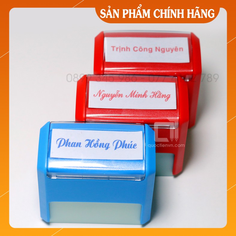 Con dấu tên làm theo tên yêu cầu 1 dòng chữ kích thước 14x38mm