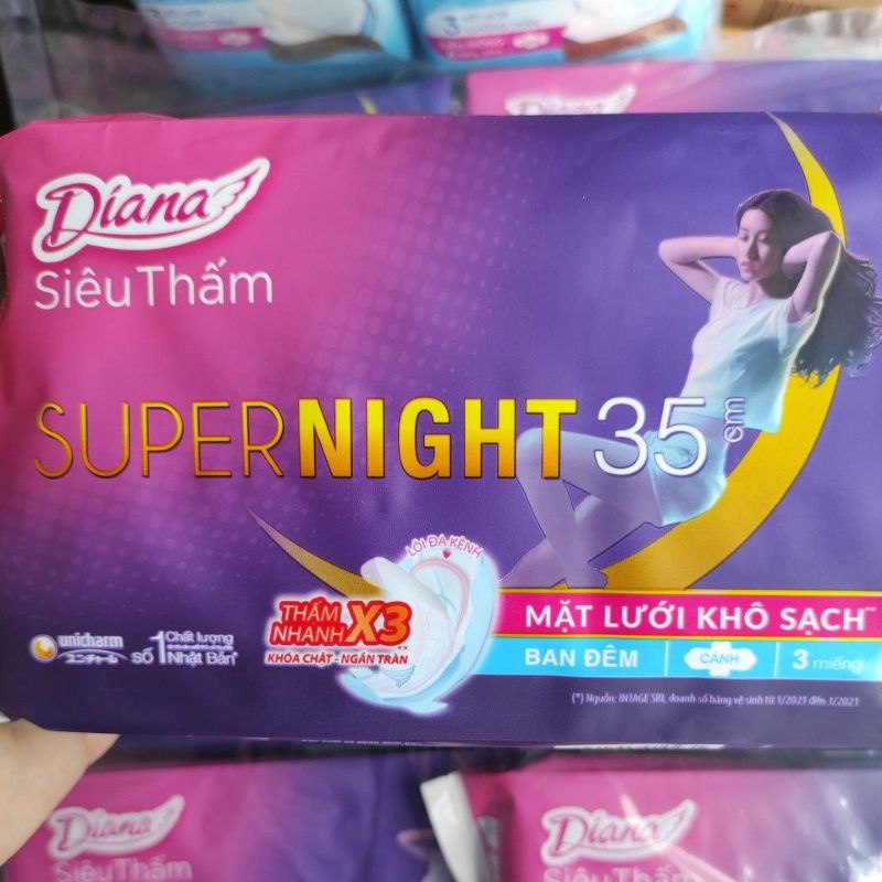 Băng vệ sinh Diana siêu thấm ban đêm 35cm gói 3 miếng