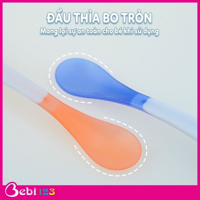 Thìa báo nóng Kichi an toàn cho bé ăn dặm - có hộp đựng