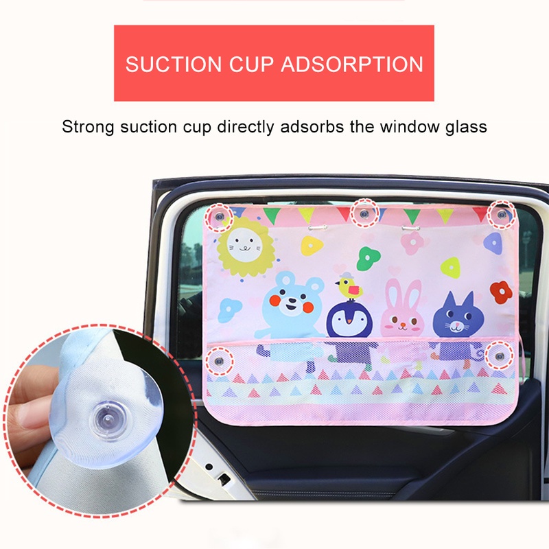 Tấm Che Nắng Gắn Cửa Sổ Xe Hơi Chống Tia UV Họa Tiết Hoạt Hình Cho Bé