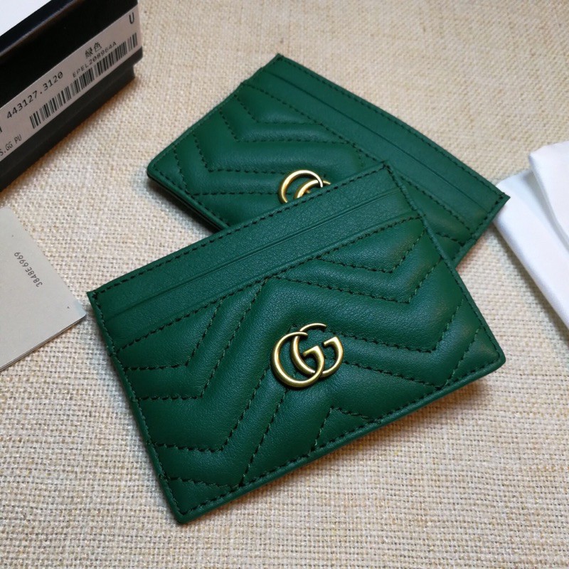 ví bóp đựng thẻ logo chữ G đôi đính mặt da cao cấp gucci GC GG