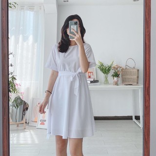 [V7687] Váy xoè cộc tay trắng