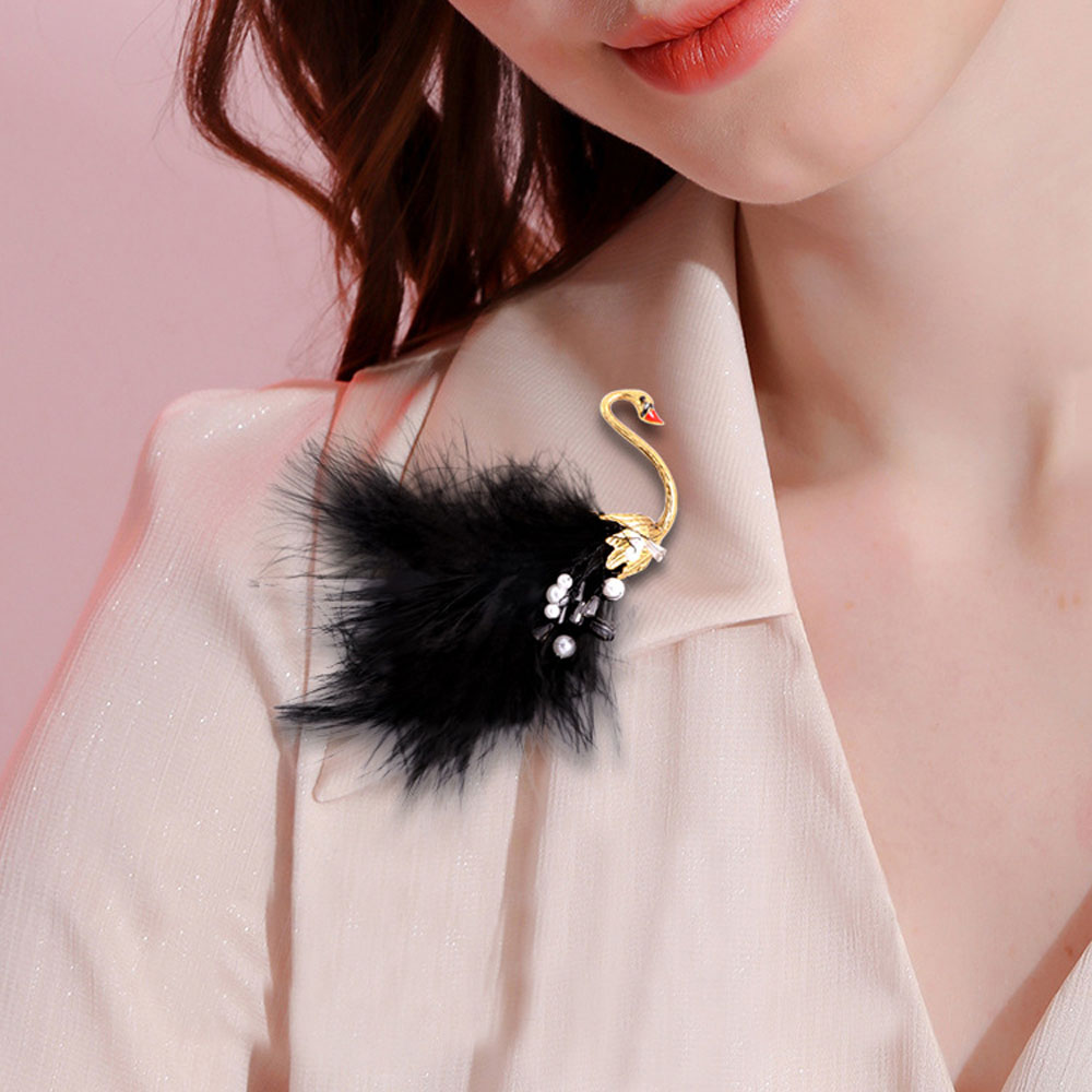 Ghim Cài Áo Hình Thiên Nga Đính Ngọc Trai Nhân Tạo Thời Trang Cho Nữ