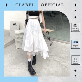 Chân váy dài dáng xòe hai lớp viền ren thời trang nữ
