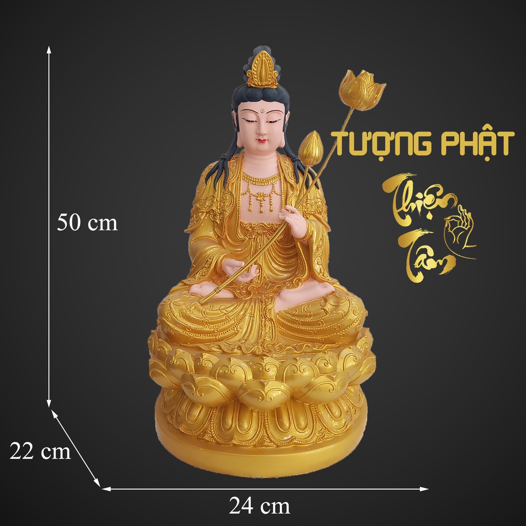 Tượng Đại Thế Chí Bồ Tát cao 50cm – Ngồi – Màu Vàng (Mẫu Đài Loan) 028VN-DTC