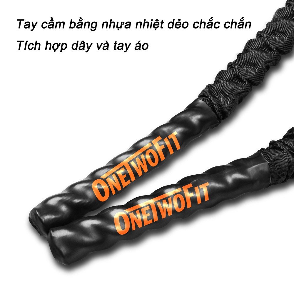 OneTwoFit dây thừng tập gym thể hình Dây nhảy tập thể dục dây thừng chiến đấu dây tập thể lực rèn cơ bắp dày Dài 12/15 M